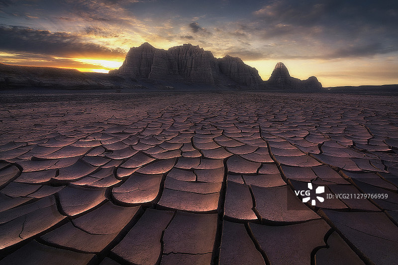 大海道的土地龟裂图片素材