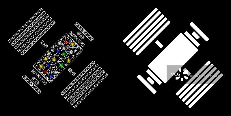 带闪光的网格空间站图标图片素材