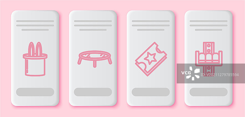 魔术师帽子和兔子耳朵跳跃线条组合图片素材