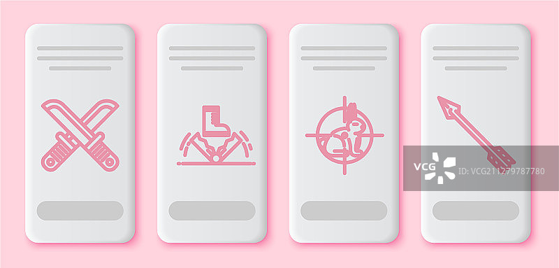 交叉猎刀陷阱狩猎线条图标图片素材