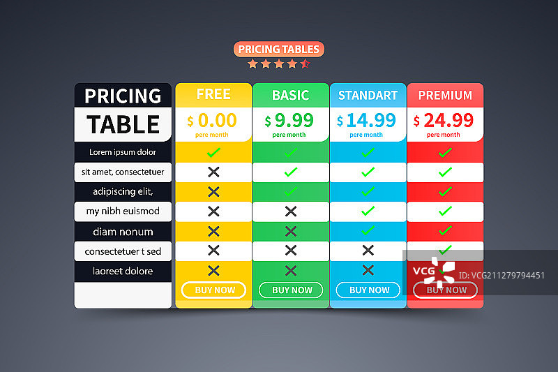 彩色价格表模板 banner图片素材