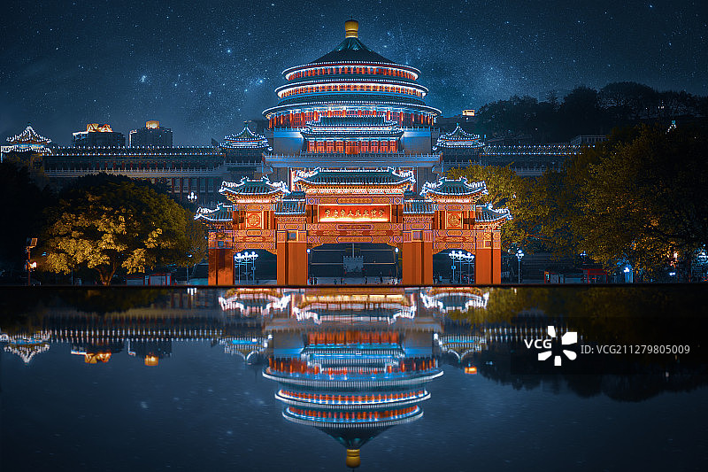 大礼堂倒影图片素材