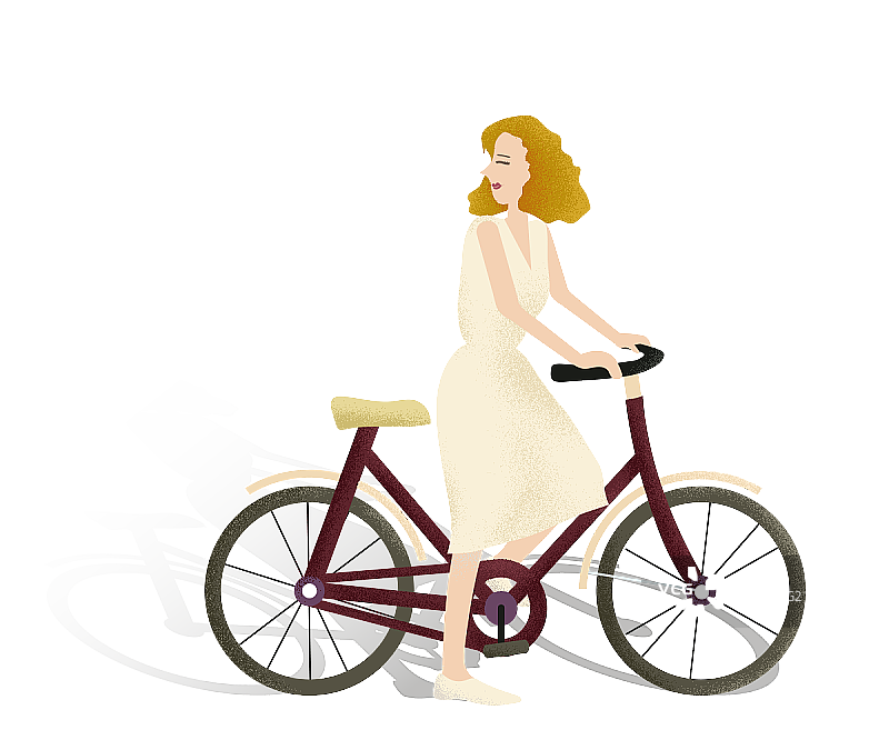 骑自行车女郎图片素材