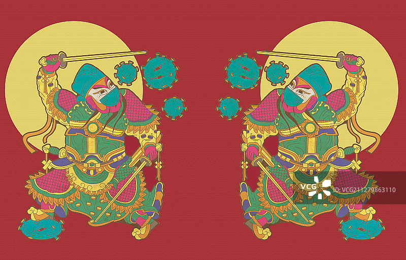 医生门神插画图片素材