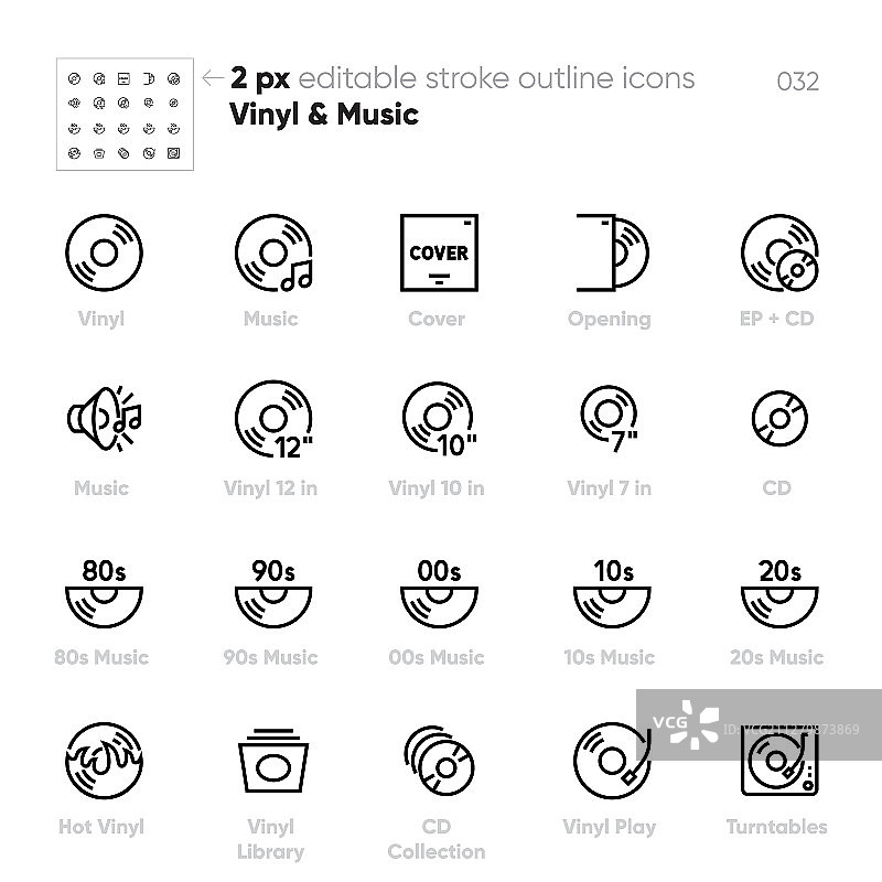 乙烯基音乐EP CD轮廓图标转盘图片素材