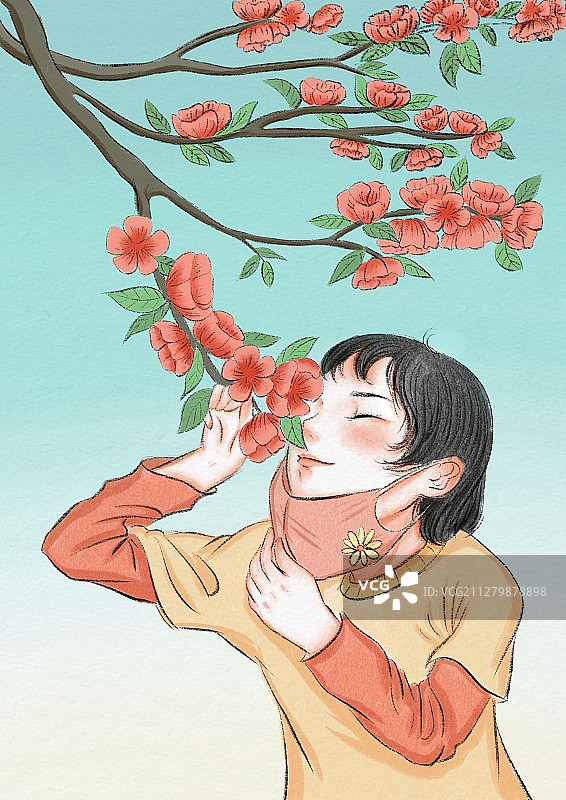 透过口罩的春日气息-背景2图片素材