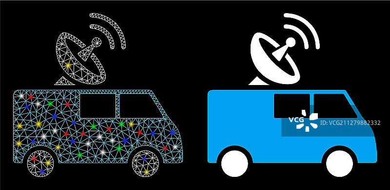 带闪光的2D网格无线遥控车图标图片素材