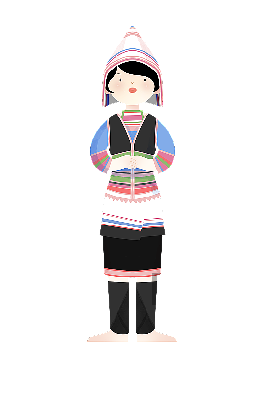 中国传统文化少数民族基诺族服饰插画图片素材