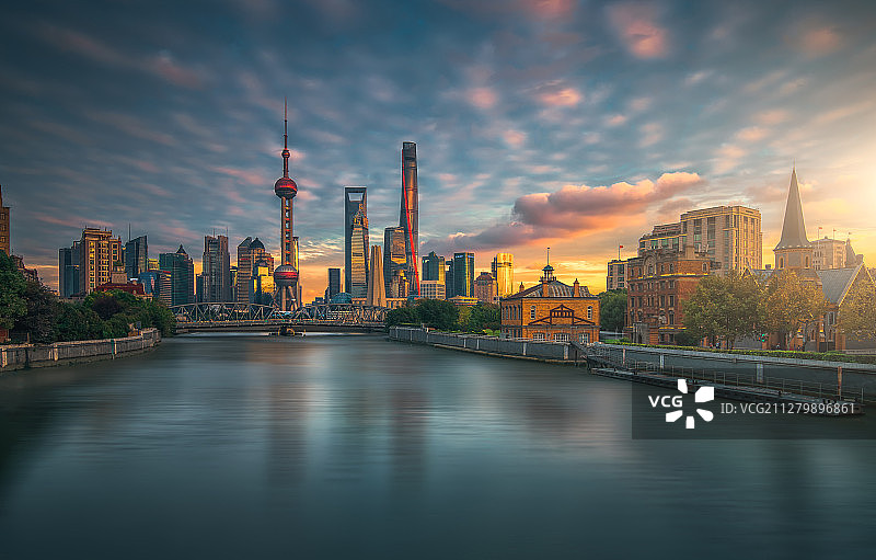 浦东陆家嘴日落图片素材