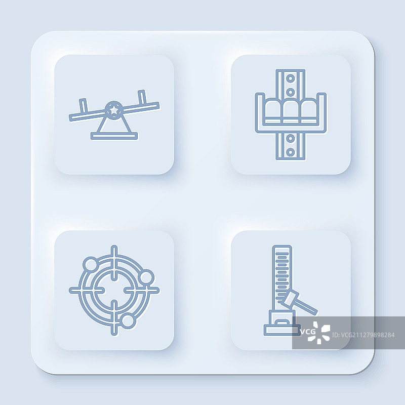 跷跷板、旋转木马和体育目标的线条图标图片素材