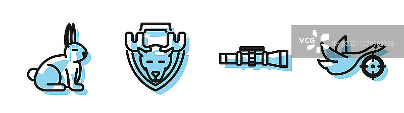 狙击步枪瞄准镜、兔子与麋鹿头图片素材