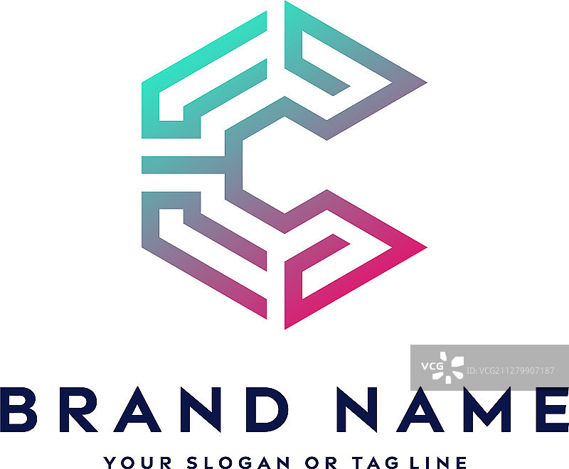 C字母logo全彩色渐变设计图片素材