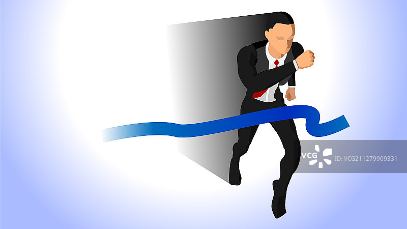 一位商人跑过终点线，EPS 10图片素材