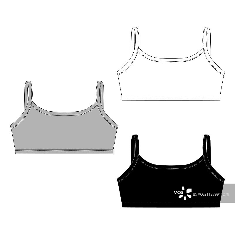 技术草图女孩运动文胸女装套装图片素材