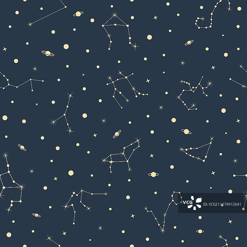 十二星座星象无缝图案图片素材