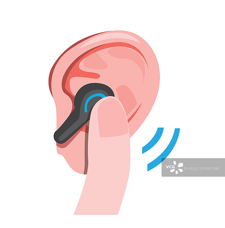 人耳中带手指的无线耳机图片素材