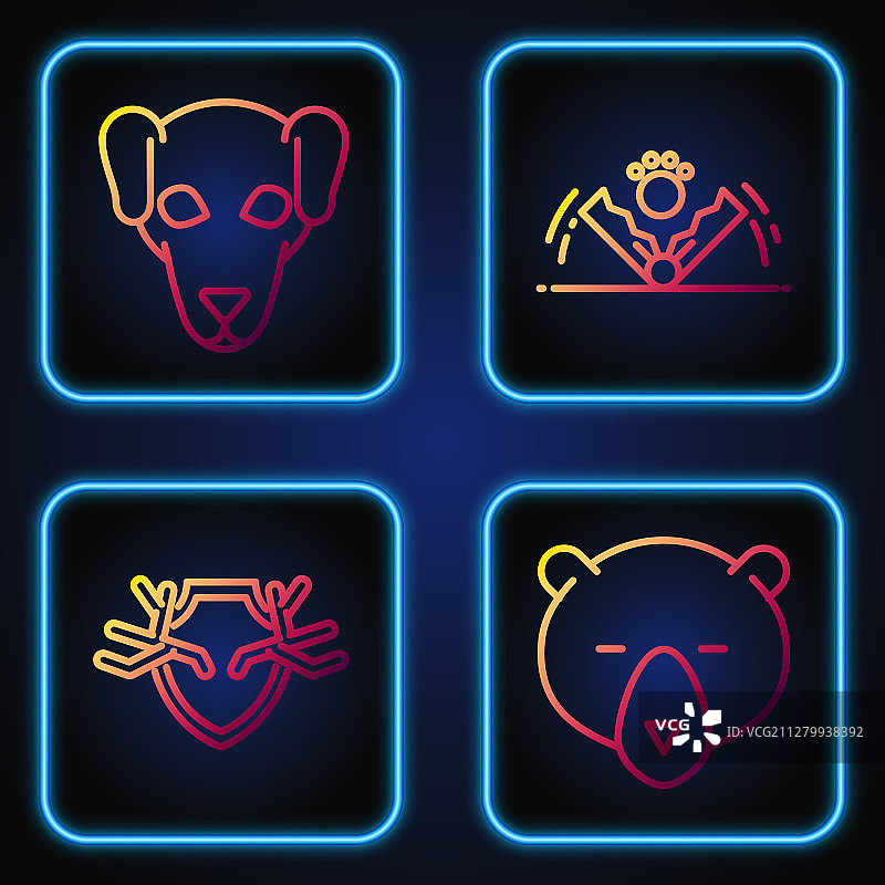 线性图标熊头鹿角盾牌图片素材