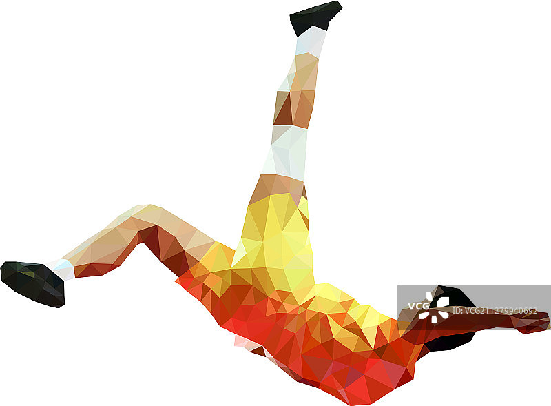 低多边形男性人体高踢腿动作图片素材