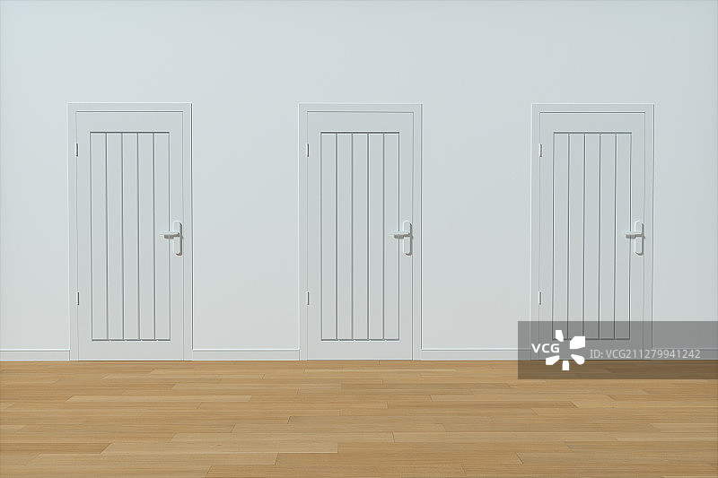 室内的三扇门 三维渲染图片素材