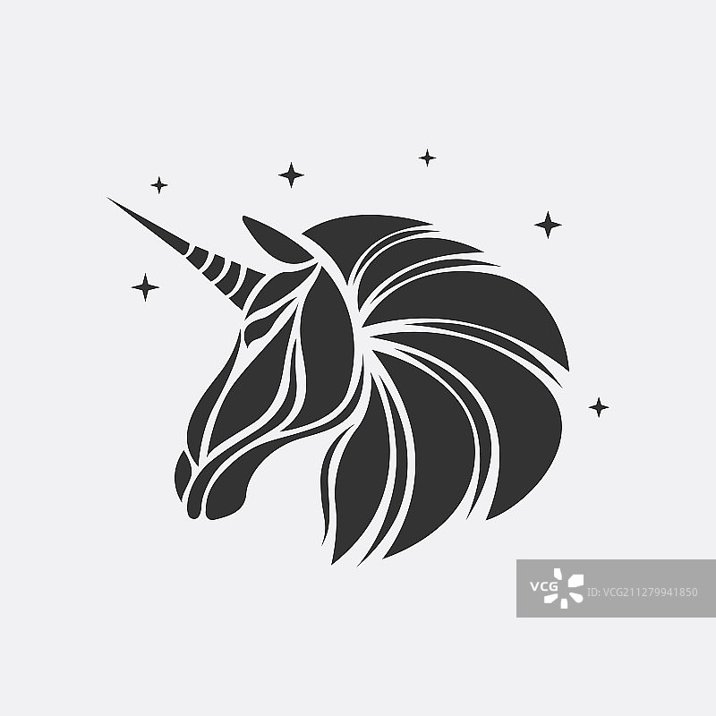 独角兽剪影图标logo马纹身图案图片素材