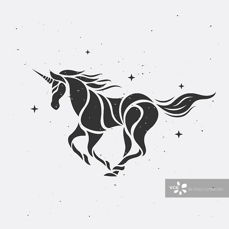 独角兽剪影图标logo马纹身图案图片素材