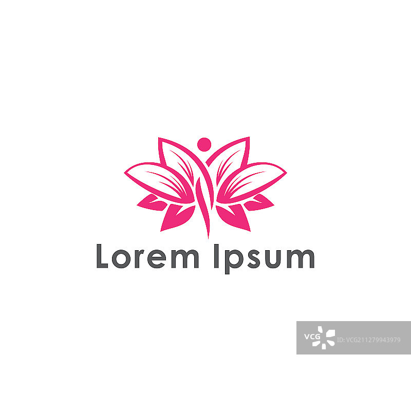 花叶中的女人面部或身体标志概念图片素材