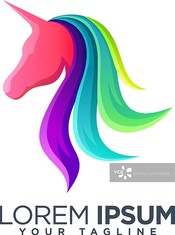 彩色骏马盾牌抽象标志设计图片素材