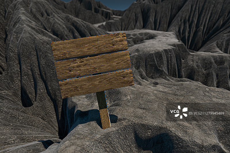 蜿蜒崎岖的山路与路标 三维渲染图片素材