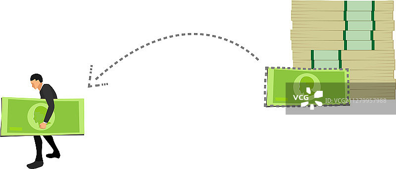 男人从一堆钱中拿钱eps10图片素材