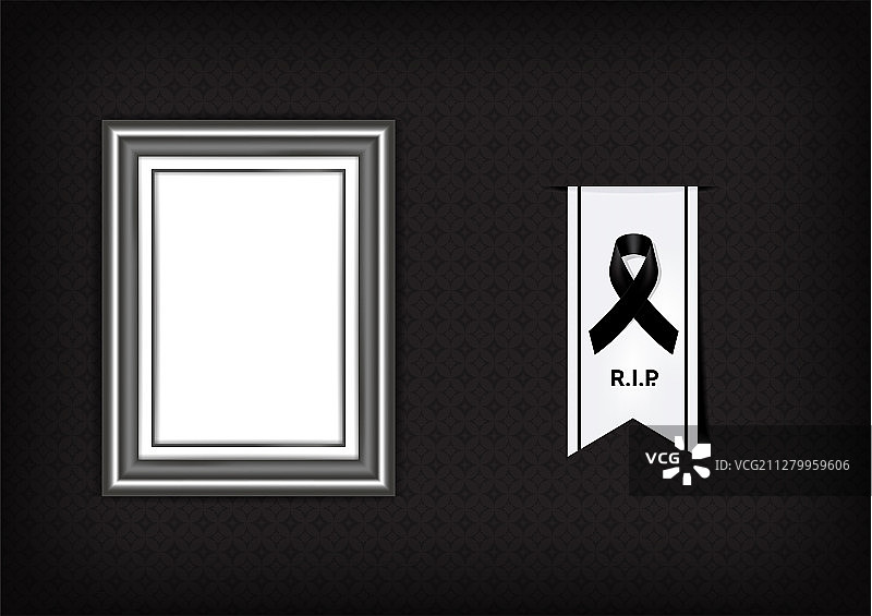 带有黑色哀悼丝带的纪念符号样机图片素材