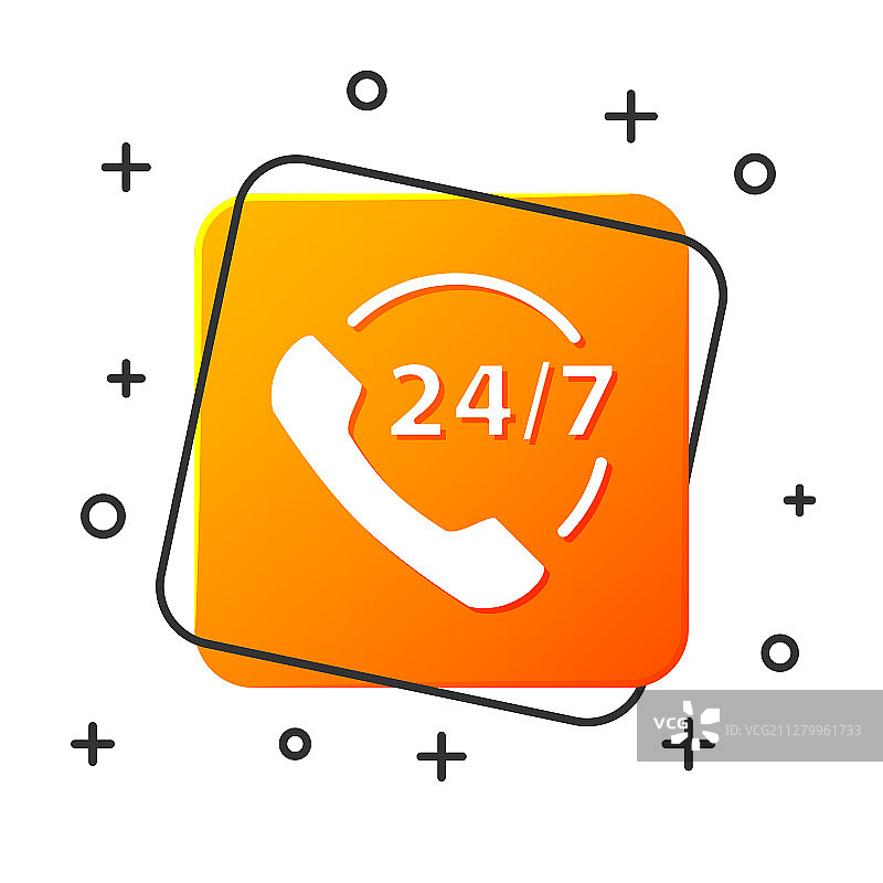 24小时支持白色电话图标图片素材
