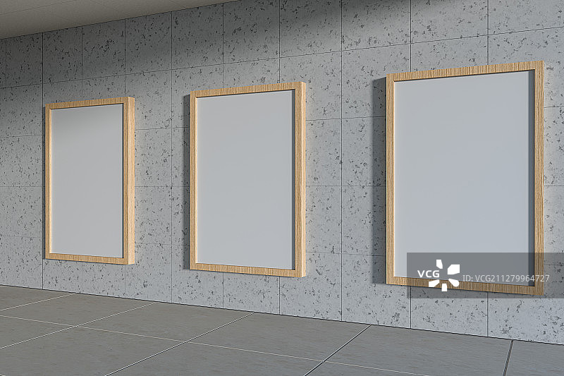 木框白板与墙面背景 3D渲染图片素材