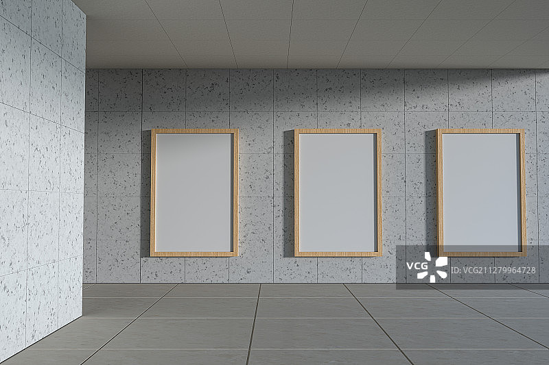 木框白板与墙面背景 3D渲染图片素材