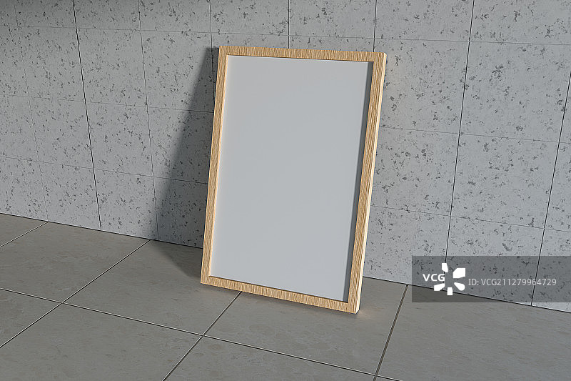 木框白板与墙面背景 3D渲染图片素材