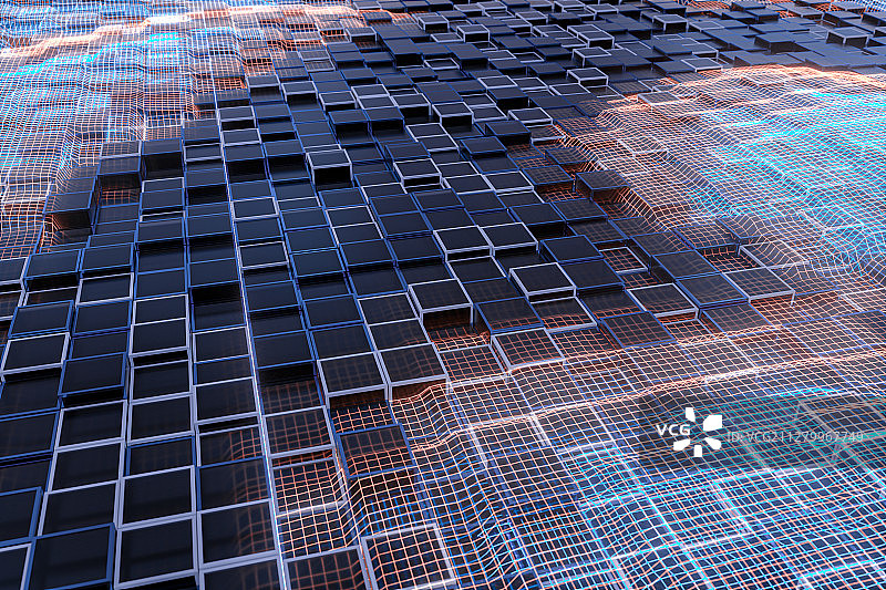 渐变排列的方块背景 3D渲染图片素材