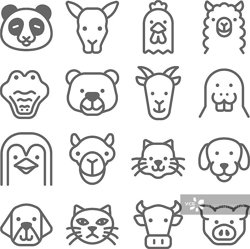 动物图标集，包含熊猫、狗等图标图片素材