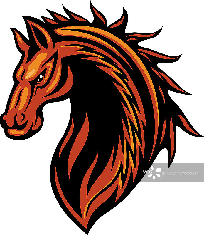 野马马头隔离图形，马术运动吉祥物图片素材