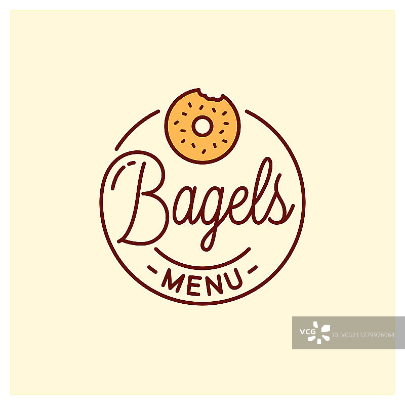 百吉饼菜单圆形线性标志图片素材