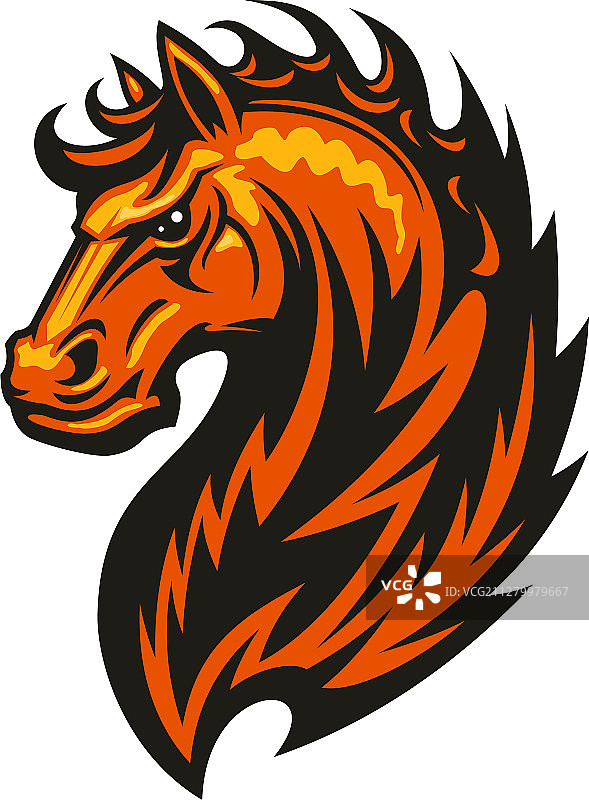 野马马头隔离图形，马术运动吉祥物图片素材