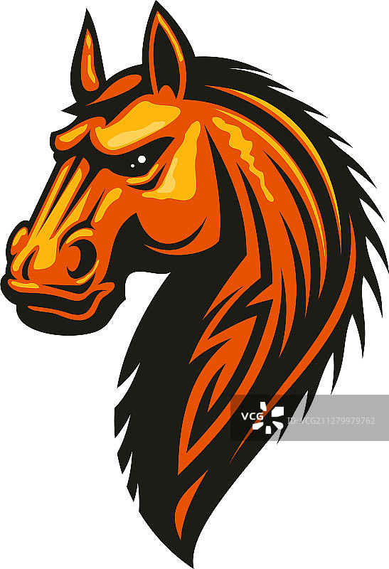野马马头隔离图形，马术运动吉祥物图片素材