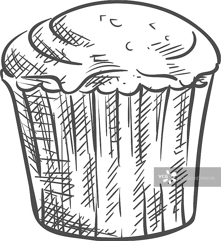 纸杯蛋糕糕点面团食品素描图片素材