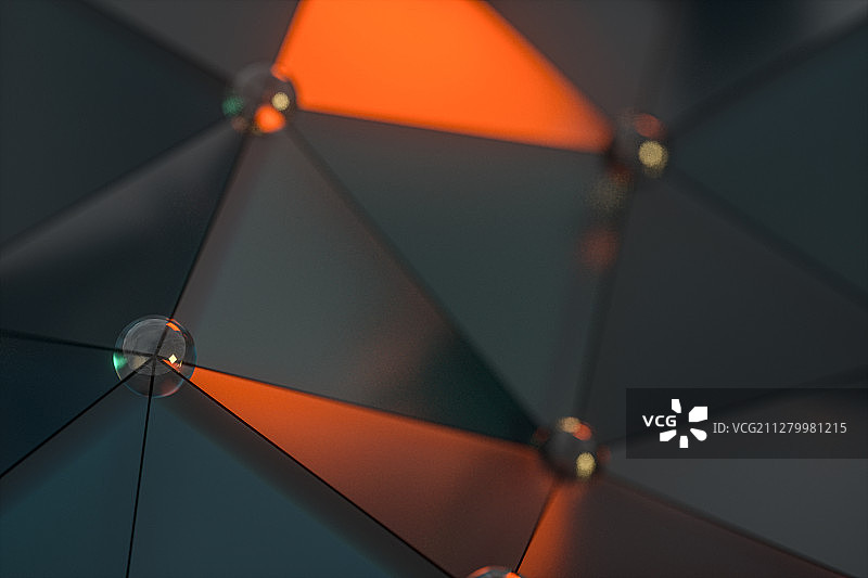 凹凸起伏的三角形点线面结构 3D渲染图片素材