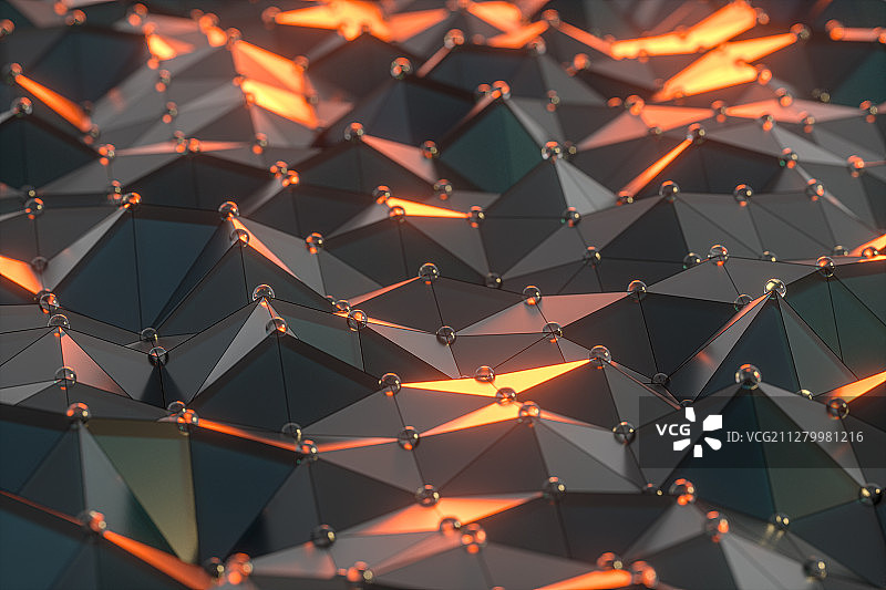 凹凸起伏的三角形点线面结构 3D渲染图片素材