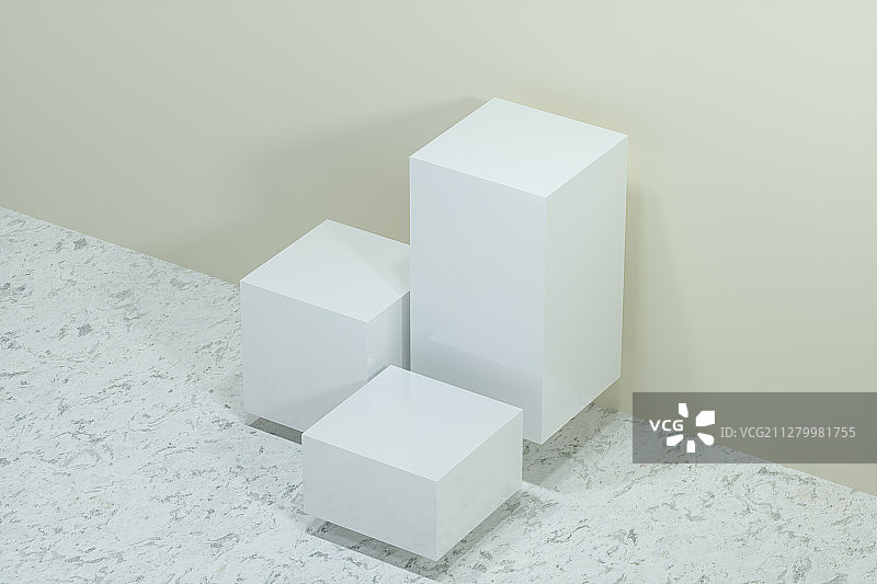 室内的方块台面 3D渲染图片素材