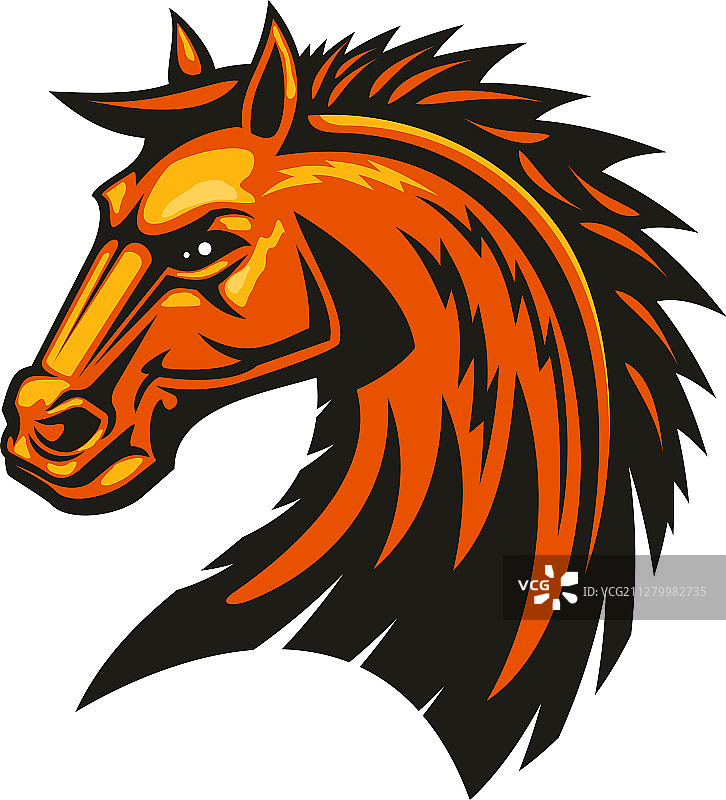 野马马头隔离图形，马术运动吉祥物图片素材