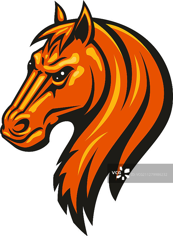 野马马头隔离图形，马术运动吉祥物图片素材
