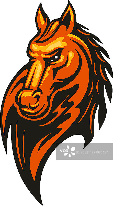 野马马头隔离图形，马术运动吉祥物图片素材