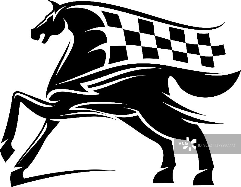 赛车运动方格旗和野马图片素材