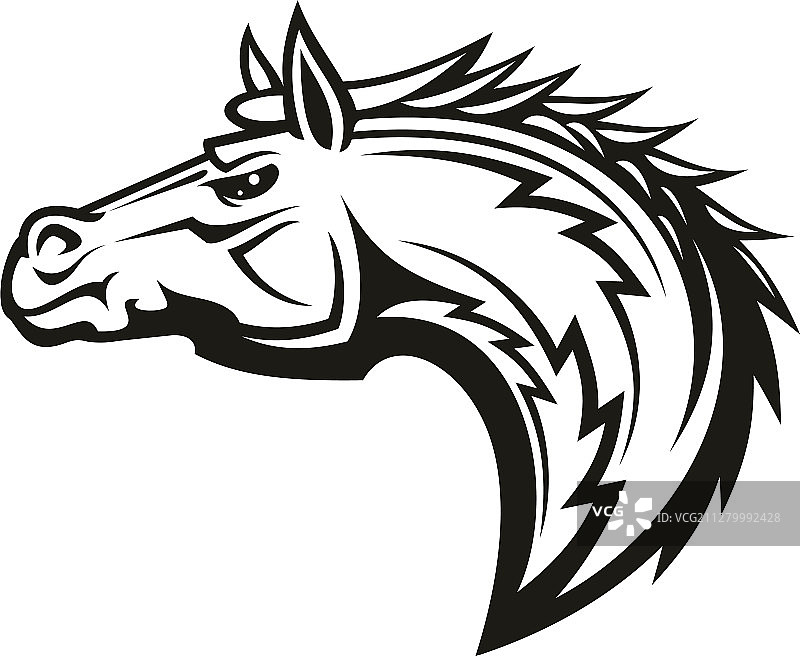 马头单色符号马术吉祥物图片素材