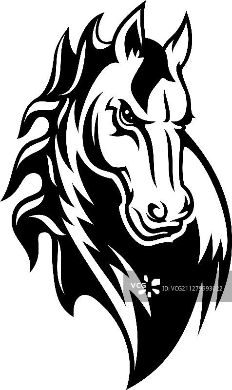 骏马或野马动物图标纹身和吉祥物图片素材